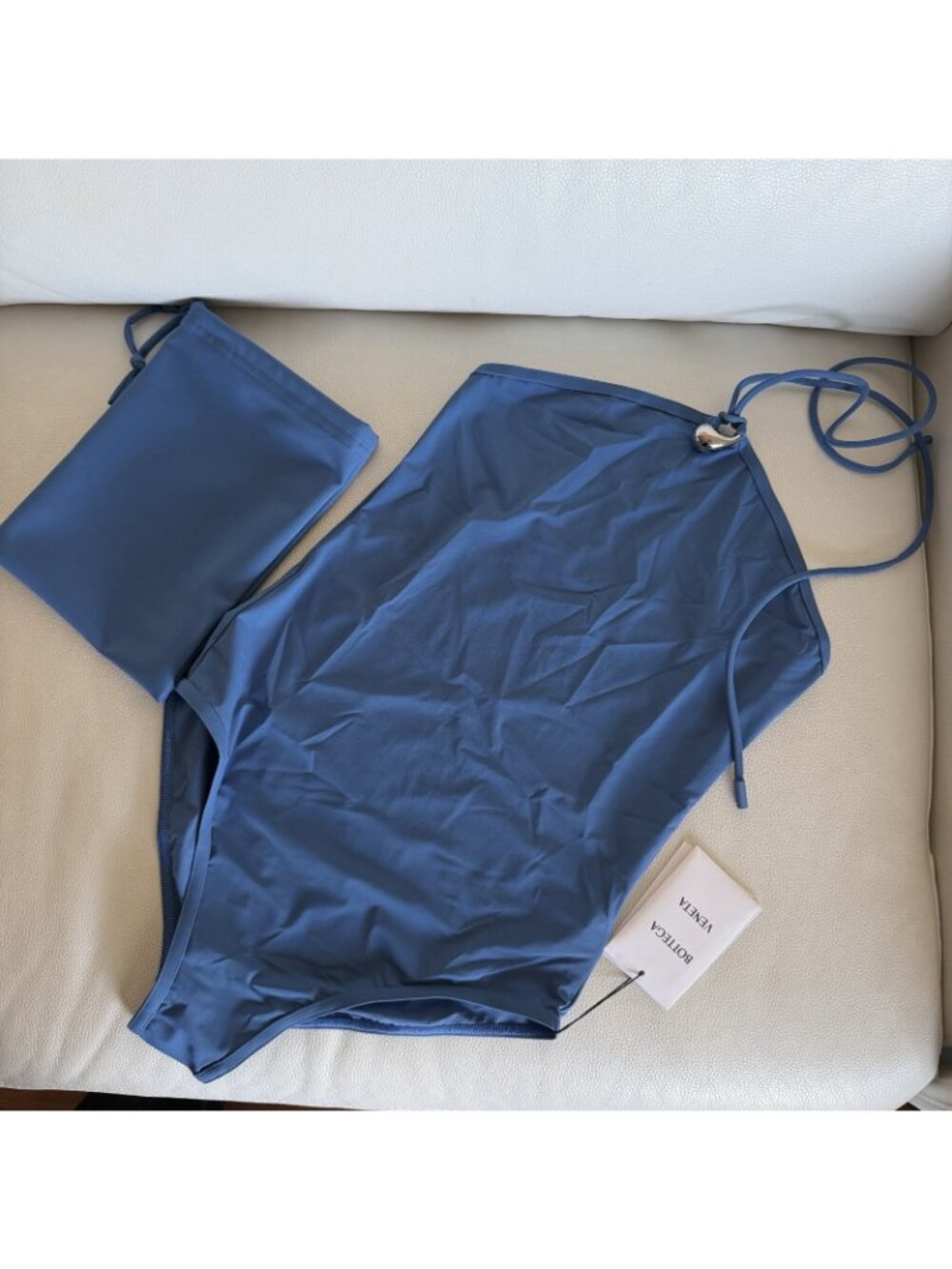 NWT BOTTEGA Veneta Swimsuit One Piece Blue Nylon Sz M - Picture 3 of 7